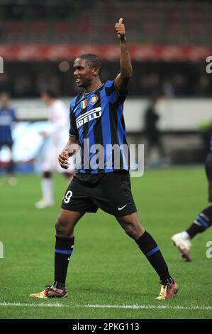Milan, Italy, 24/03/2010 : Samuel Eto’o during the match Inter Livorno Stock Photo