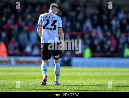 Ben Waine #23 of Plymouth Argyle walks on and inspect the pitch during