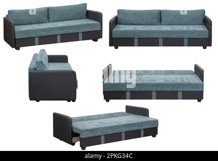 Folding sofa. Isolated from the background. In different angles. Interior element Stock Photo
