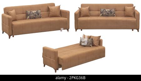 Folding sofa. Isolated from the background. In different angles. Interior element Stock Photo