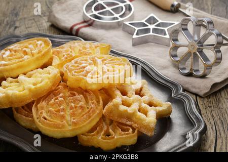 rosette cookies and rosette iron Stock Photo