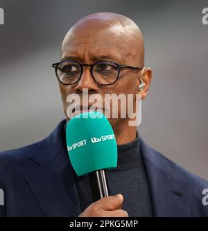 06 Apr 2023 - England v Brazil - Women’s Finalissima - Wembley Stadium  TV football pundit and former player Ian Wright during the UEFA Women's Finalissima 2023 at Wembley  Picture : Mark Pain / Alamy Live News Stock Photo