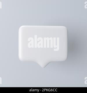 3D white speech bubble icon on a grey background. Stock Vector