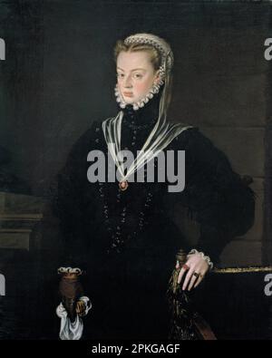 Portrait of Doña Juana de Austria, Princess of Portugal circa 1557 by Alonso Sanchez Coello Stock Photo