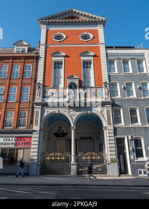 Beautiful exterior of St. Peter's Italian Catholic Church, 136 Clerkenwell Rd, London, EC1R, UK. Stock Photo