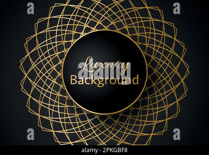 Golden shapes on dark black background Luxury realistic concept 3d paper cut style Stock Vector