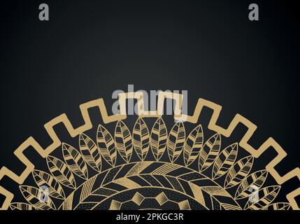 Golden shapes on dark black background Luxury realistic concept 3d paper cut style Stock Vector