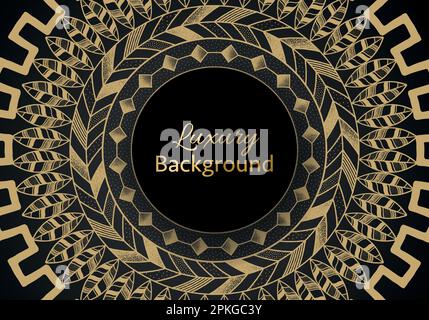 Golden shapes on dark black background Luxury realistic concept 3d paper cut style Stock Vector