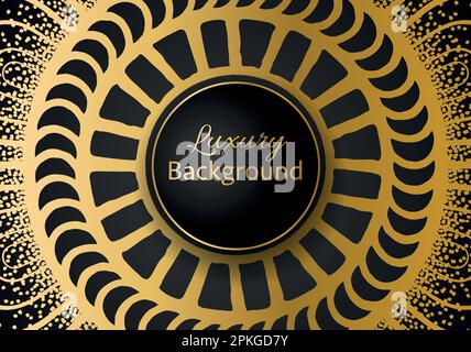 Golden shapes on dark black background Luxury realistic concept 3d paper cut style Stock Vector