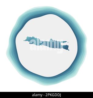 Java icon. Round logo with island map and title. Stylish Java badge ...