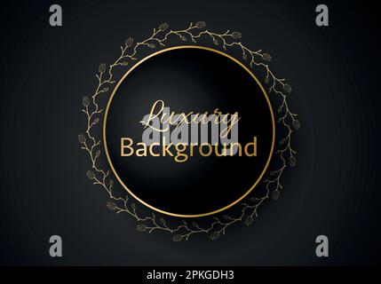 Golden shapes on dark black background Luxury realistic concept 3d paper cut style Stock Vector