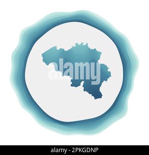 Belgium logo. Badge of the country. Layered circular sign around Belgium border shape. Stylish vector illustration. Stock Vector