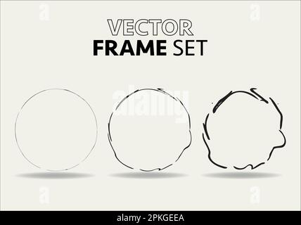 Hand drawn circles sketch frame vector set. Rounds scribble line circles. Vector illustrations. Stock Vector