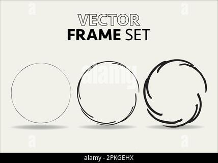 Hand drawn circles sketch frame vector set. Rounds scribble line circles. Vector illustrations. Stock Vector