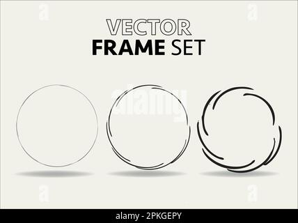 Hand drawn circles sketch frame vector set. Rounds scribble line circles. Vector illustrations. Stock Vector