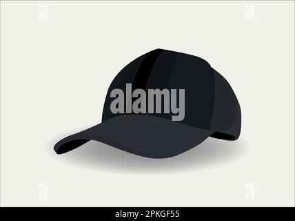 Baseball cap. Baseball cap template front view. Empty mockup sport hat. Black blank cap isolated on white background. Stock Vector