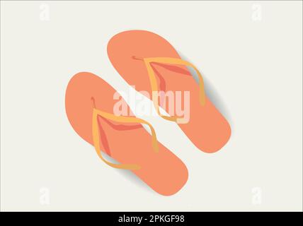 Flip flops on white background. Vector illustration in trendy flat style. Vector Flip Flops design for summer. Stock Vector
