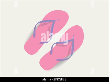 Flip flops on white background. Vector illustration in trendy flat style. Vector Flip Flops design for summer. Stock Vector
