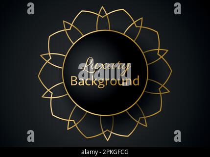 Golden shapes on dark black background Luxury realistic concept 3d paper cut style Stock Vector