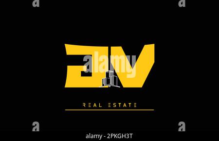 Real Estate letters Initials Monogram logo JV , VJ Stock Vector