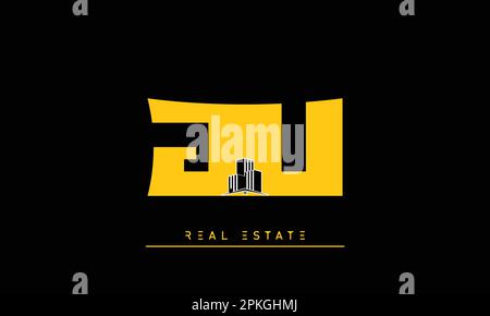 Real Estate letters Initials Monogram logo JU , UJ Stock Vector