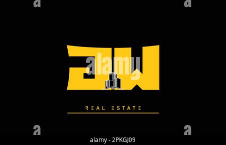 Real Estate letters Initials Monogram logo JW , WJ Stock Vector