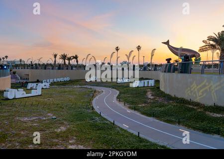 Ramadan Light show at Corniche Doha. Ramadan Light decoration at Corniche Doha Stock Photo