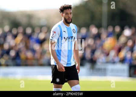 Sutton, UK. 07th Apr, 2023. Kyle Wootton of Stockport County seen during the EFL Sky Bet League 2 match between Sutton United and Stockport County at the VBS Community Stadium, Gander Green Lane, Sutton, England on 7 April 2023. Photo by Carlton Myrie. Editorial use only, license required for commercial use. No use in betting, games or a single club/league/player publications. Credit: UK Sports Pics Ltd/Alamy Live News Stock Photo