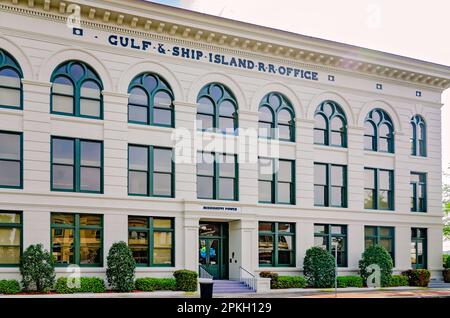 Mississippi Power occupies the former Gulf & Ship Island Railroad Office, April 2, 2023, in Gulfport, Mississippi. The building was built  in1903. Stock Photo