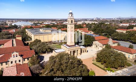 Baton Rouge, LA - February 2023: Memorial Tower on LSU campus is a memorial to Louisianans who died in World War I. Stock Photo