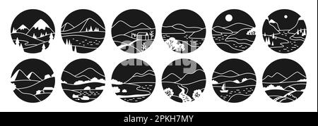 Weather black glyph set. Doodle hand drawn sun and clouds, rain or snow ...