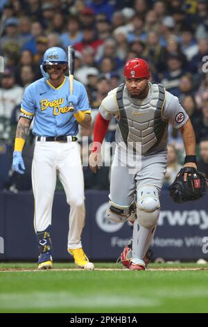 MILWAUKEE, WI - APRIL 07: St. Louis Cardinals starting pitcher Jack Flaherty  (22) throws during a game between the Milwaukee Brewers and the St. Louis  Cardinals at American Family Field on April