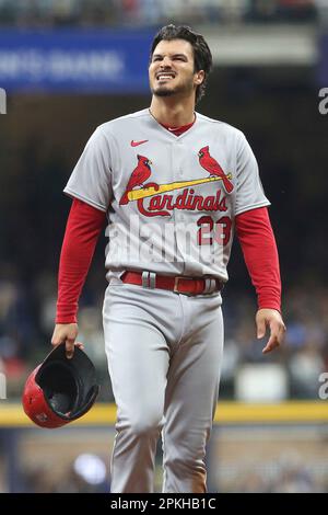 MILWAUKEE, WI - APRIL 07: St. Louis Cardinals starting pitcher Jack Flaherty  (22) throws during a game between the Milwaukee Brewers and the St. Louis  Cardinals at American Family Field on April