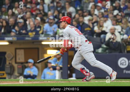 MILWAUKEE, WI - APRIL 07: St. Louis Cardinals starting pitcher Jack Flaherty  (22) throws during a game between the Milwaukee Brewers and the St. Louis  Cardinals at American Family Field on April