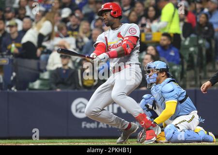 MILWAUKEE, WI - APRIL 07: St. Louis Cardinals starting pitcher Jack Flaherty  (22) throws during a game between the Milwaukee Brewers and the St. Louis  Cardinals at American Family Field on April