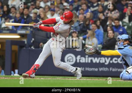 MILWAUKEE, WI - APRIL 07: St. Louis Cardinals starting pitcher Jack Flaherty  (22) throws during a game between the Milwaukee Brewers and the St. Louis  Cardinals at American Family Field on April