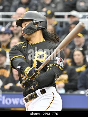 Pittsburgh Pirates first baseman Connor Joe (2) in the first inning of a  baseball game Wednesday, April 19, 2023, in Denver. (AP Photo/David  Zalubowski Stock Photo - Alamy