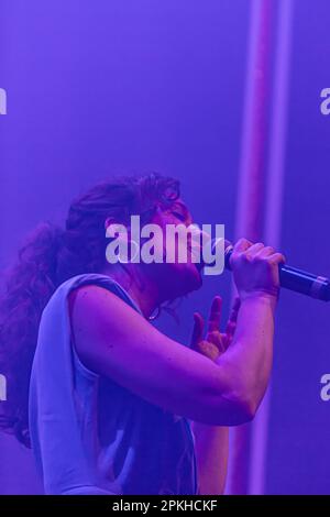 Paris, France. 05th Apr, 2023. French singer-songwriter, Sophie Maurin seen during a performance of her second album 'Longitudes' at the Cafe de la Danse in Paris. Credit: SOPA Images Limited/Alamy Live News Stock Photo