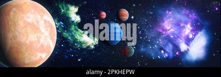 Stars of a planet and galaxy in a free space . Bright Star Nebula. Distant galaxy. Abstract image. Stock Photo
