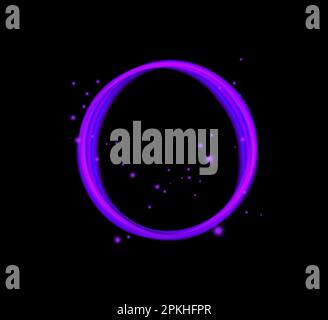 Purple Shining Circle. Neon Round Frame With Lights On Black Background Stock Vector