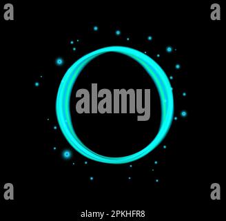 Round Fluorescent Blue Shiny Frame With Bubbles Abstract Background Stock Vector