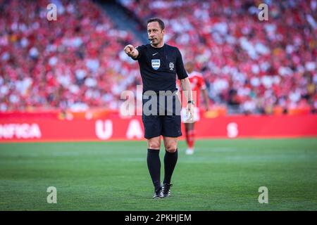 Lisboa, Portugal. 07th Apr, 2023. Referee Artur Soares Dias in action during the Liga Portugal Bwin match between SL Benfica and FC Porto at Estadio da Luz in Lisbon.(Final score: SL Benfica 1 - 2 FC Porto) Credit: SOPA Images Limited/Alamy Live News Stock Photo