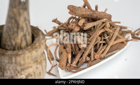 Indian madder, Heart leaved madder-Ayurvedic medicine (Rubia cordifolia) Stock Photo