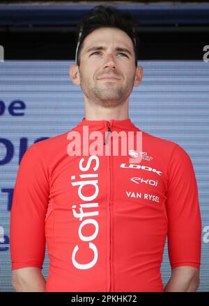 Le Mans, France. 07th Apr, 2023. Benjamin Thomas of Cofidis during the Région Pays de la Loire Tour 2023, UCI Europe Tour cycling race, stage 4, Sablé-sur-Sarthe - Le Mans (177, 8 km) on April 7, 2023 in Le Mans, France - Photo Laurent Lairys/DPPI Credit: DPPI Media/Alamy Live News Stock Photo