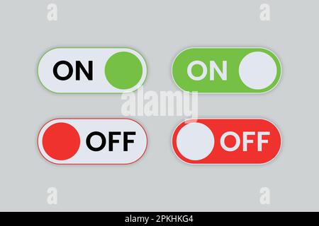 On and Off toggle switch buttons. Dark mode and light mode. Material ...