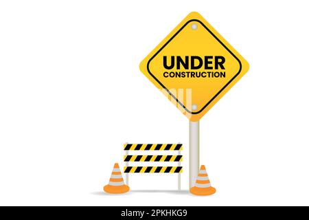 Yellow under construction realistic sign vector Stock Vector