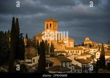 Iglesia Parroquial de Nuestro Salvador in the Albaicin neighbourhood, Granada. Stock Photo