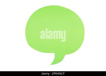 Green paper speech bubbles isolated on white background. Top view Stock Photo