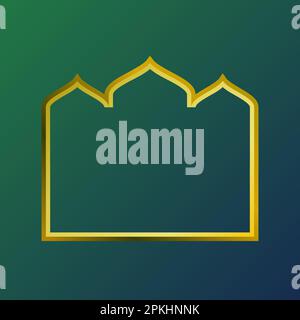 Luxury golden arabic frame border .Islamic Ornament pattern style. Islamic Bagde. Ramadhan Logo Concept Vector. Islamic shape icon template Stock Vector