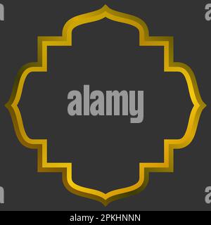 Luxury golden arabic frame border .Islamic Ornament pattern style. Islamic Bagde. Ramadhan Logo Concept Vector Stock Vector